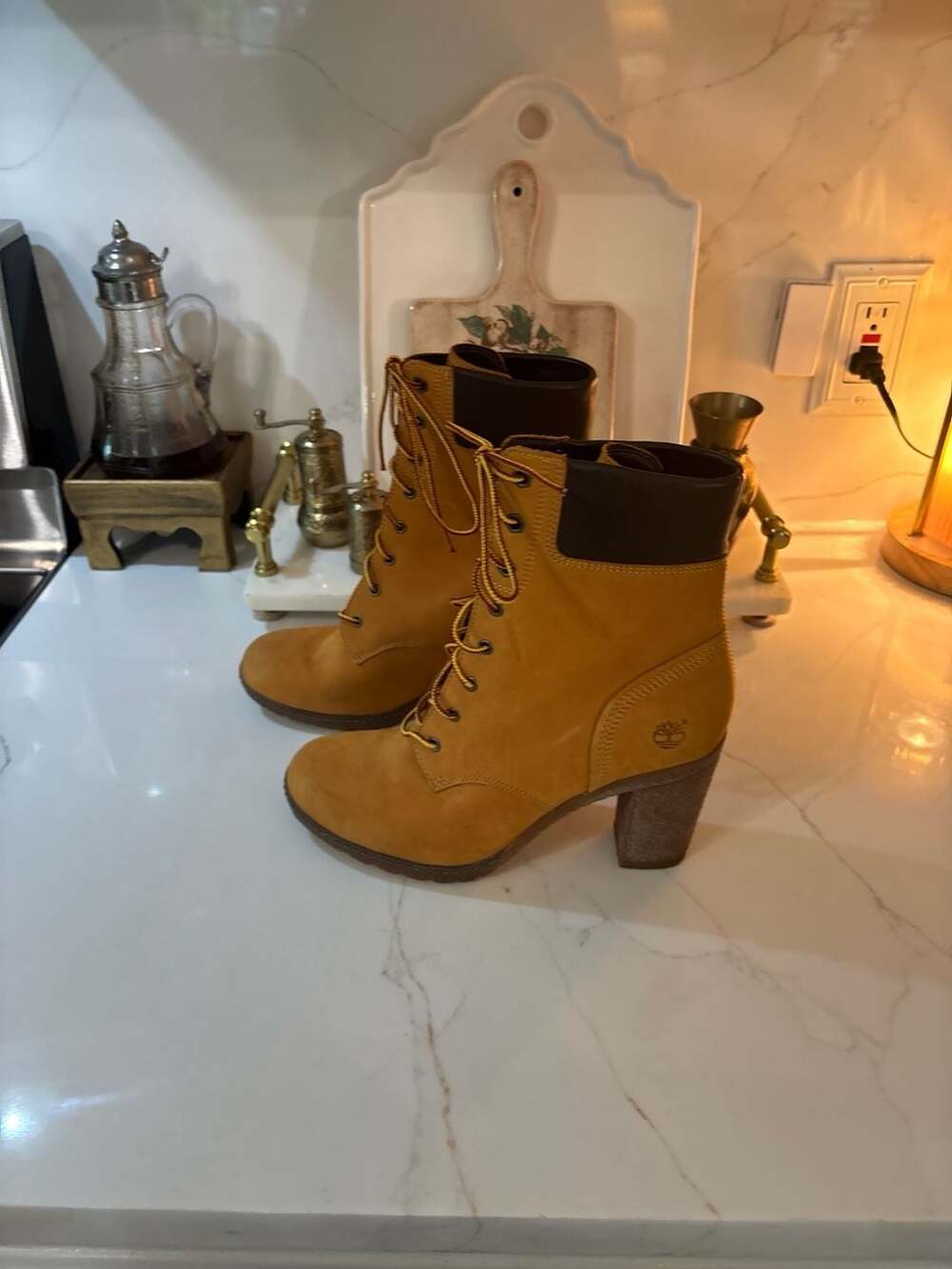 Timberland Glancy 6-Inch Wheat Nubuck Leather Heel Boots